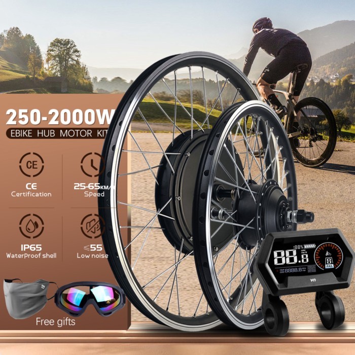 EBike Conversion Kit 36V 350W 500W 48V 1000W 1500W 2000W EBike Brushless Front Rear Hub Motor Bike