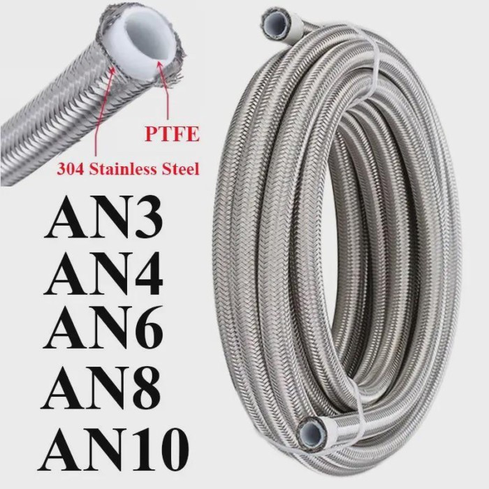 1M/2M/3M/5M AN3 AN4 AN6 AN8 AN10 Car Racing Hose 304 Stainless Steel Braided PTFE Brake Hose Fuel O