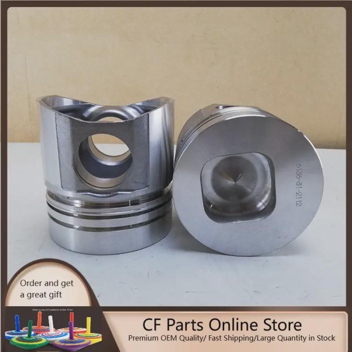 4PCS Construction Machinery 6D105 Diesel Engine Repair Kit Cylinder Piston 6136-31-2112 6136-31-201