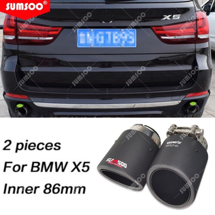 1PCS ID86mm OD101mm Car Twill Matte Carbon Fiber Exhaust Tip Muffler Tip For BM X5 E53 E70 X6 E71 F