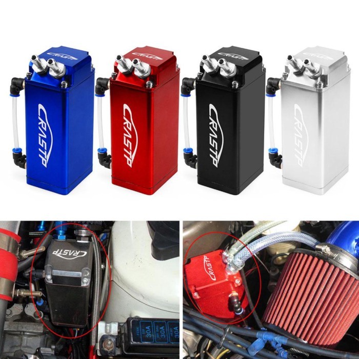 Universal Engine Square Shape Oil Catch Can Oil Tank Reservoir With 2 Bigger Fittings Oil Catcher R