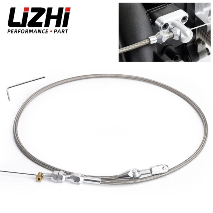 36" Throttle Gas Cable Kit Stainless Steel Braided For 97-07 Chevrolet/Chevy LS1 Engine 4.8L 5.3L 5