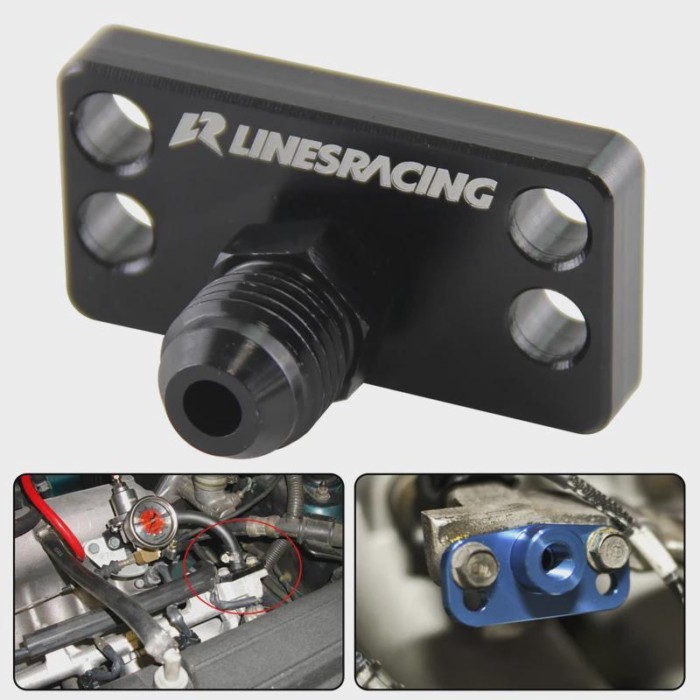Fuel Rail Adapter w/AN6 Tail For Honda Civic B16A B16B Integra B18C D15 D16 DC5 Black / Blue