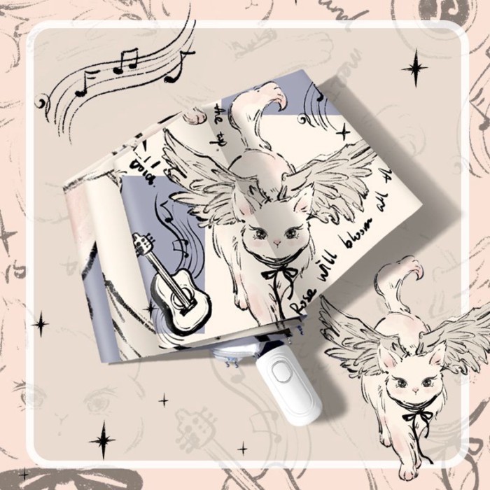 Angel Cat ความปลอดภัยอัตโนมัติ Sunny ร่มผู้หญิง Sun Protection Anti-UV ร่ม Rain หรือ Shine พับ Para