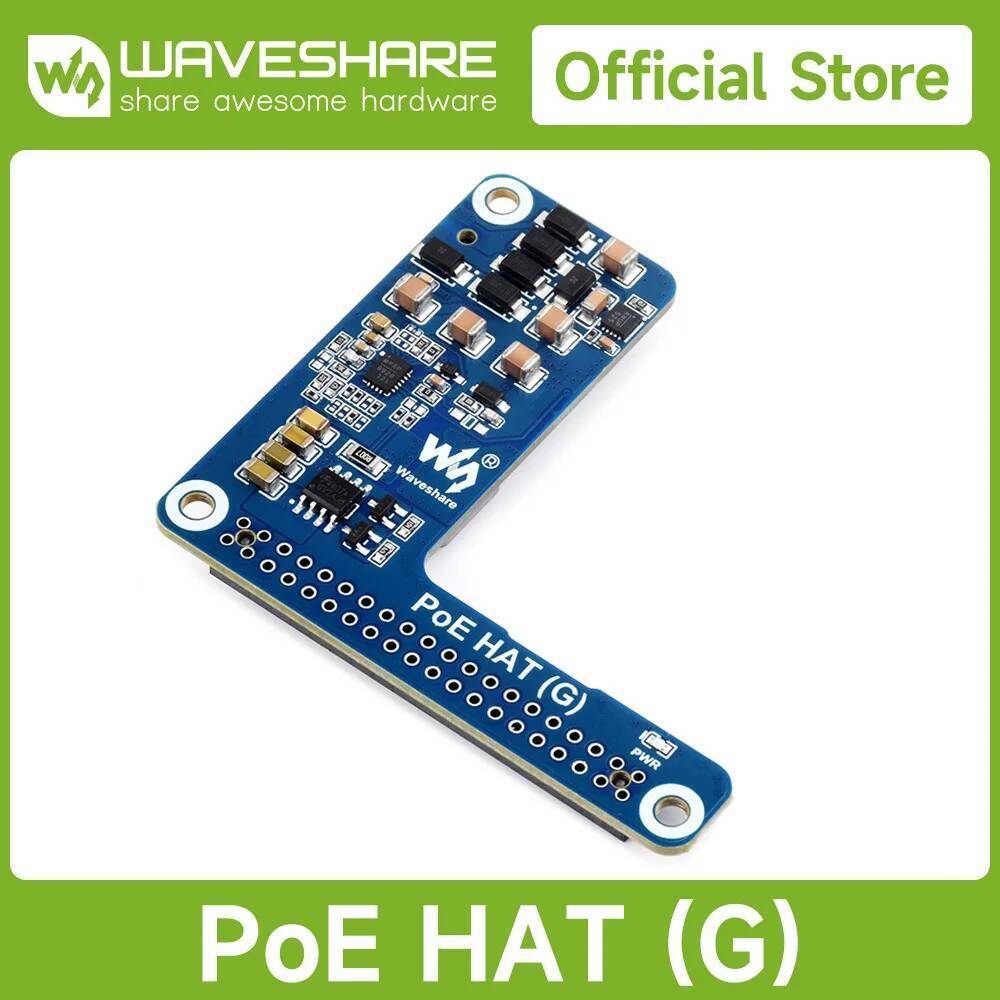 Waveshare Raspberry Pi 5 PoE HAT Power Over Ethernet HAT (G), เอาต์พุต 5V 5A, เครือข่าย 802.3af/at, 