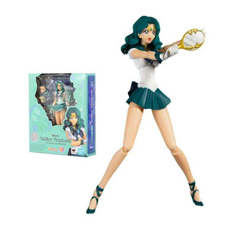 Bandai Sailor Moon Figure SHF Kaiou Michiru Neptune Animation Color Genuine Anime Figure Action Toy