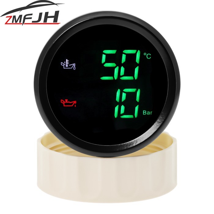 2 In 1 Oil Temperature +Oil Pressure Gauge 50~150 Celsius Oil Temp Gauge 0-10 Bar Oil Pressure Mete