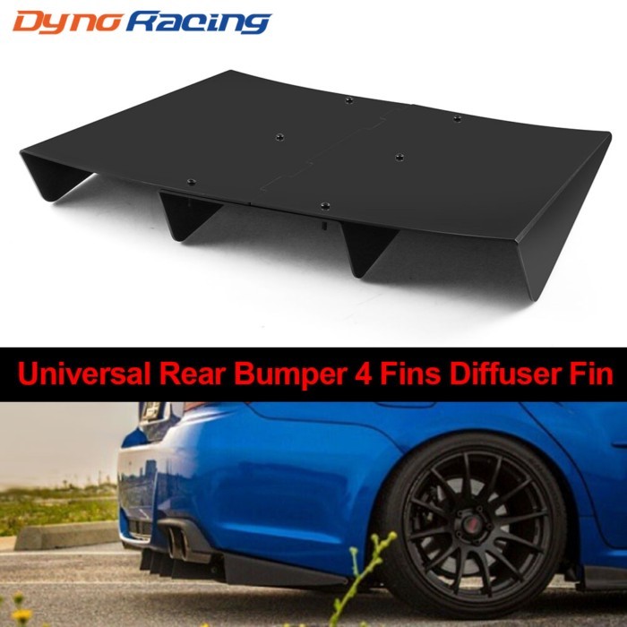 22" x 21" ABS Universal Rear Bumper 4 Fins Diffuser Fin Black Car Spoiler Decoration Fin
