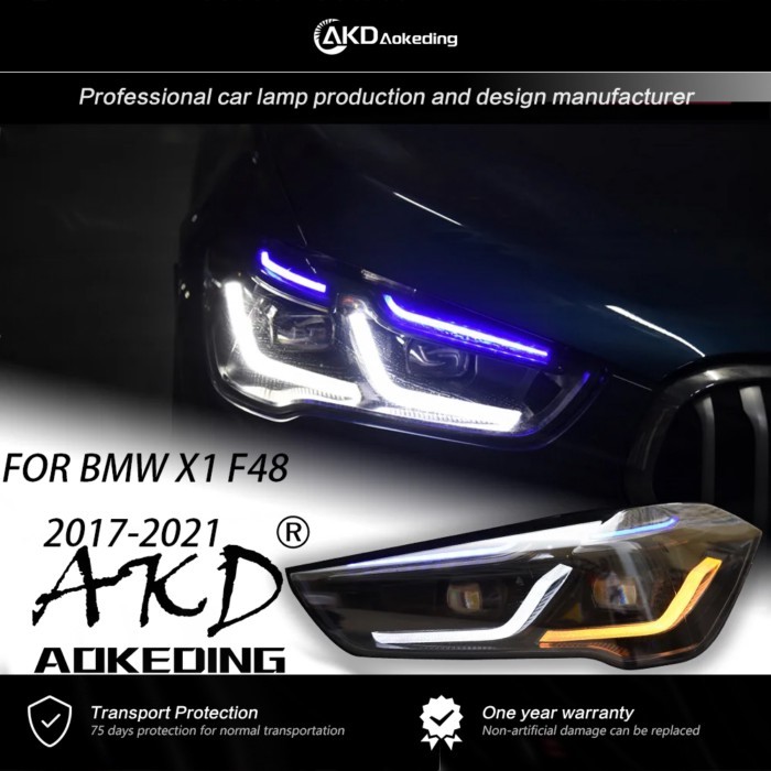 AKD Car Model for BMW X1 LED Headlight Porjector Lens 2017-2021 F48 Head Lamp F49 Front DRL Signal