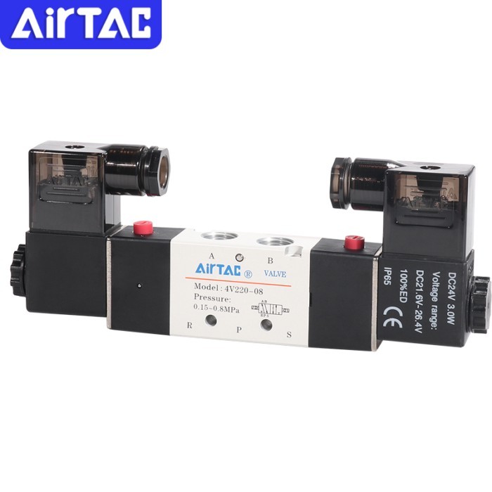 AirTAC 4V120-06 4V220-08 4V320-10 4v420-15 Solenoid Valve Air Valve Two Position Five Way Reversing