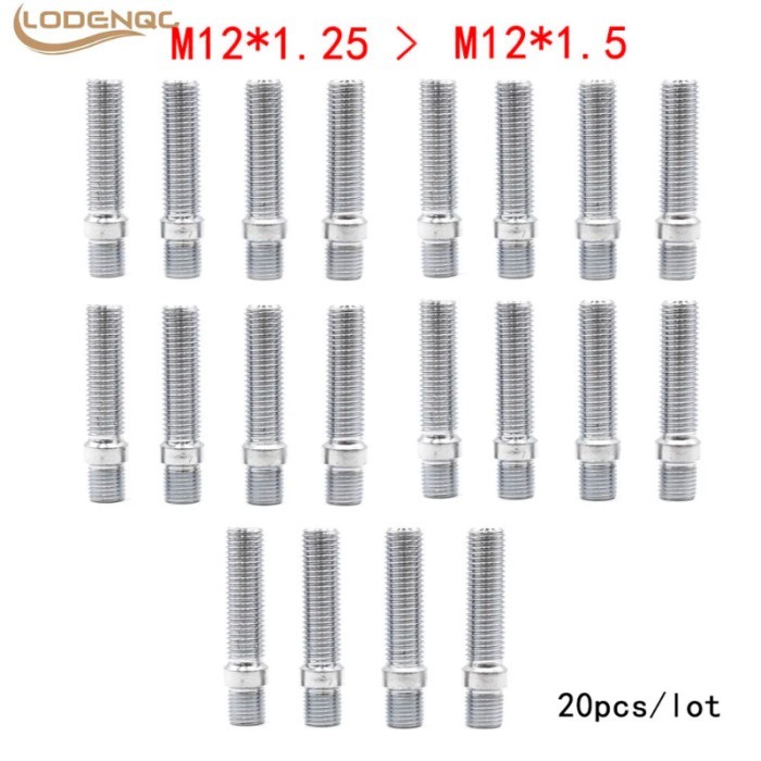 20PCS 58MM M12*1.25 TO M12*1.5 WHEEL STUD CONVERSION TALL LUG BOLTS TO STUDS
