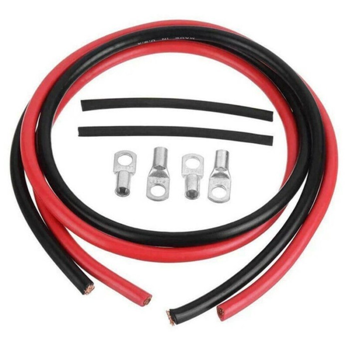 2pcs 12V Battery Ground Cable Power Cable 5AWG Battery Connection Cable Terminal Kit Copper Wire Te