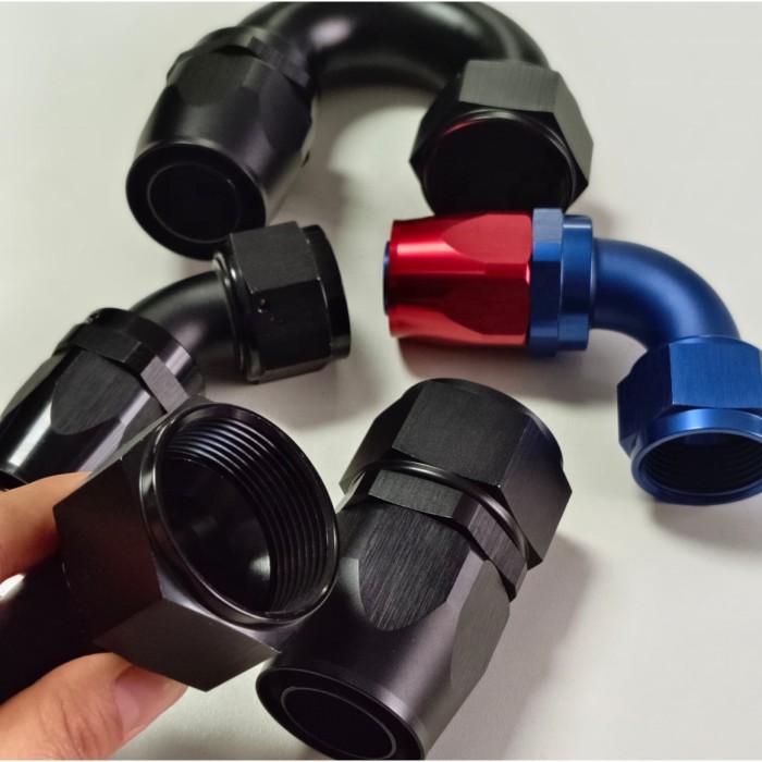 Aluminum Black Anodized AN4 AN6 AN8 AN10 AN12 AN16 straight 45 90 180 degree AN Fitting Swivel Fuel