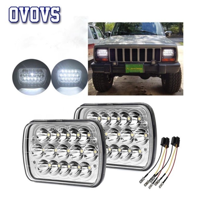 Auto parts best price 45w 12v led offroad car light 5X7inch square headlight For Jeep Cherokee Xj H