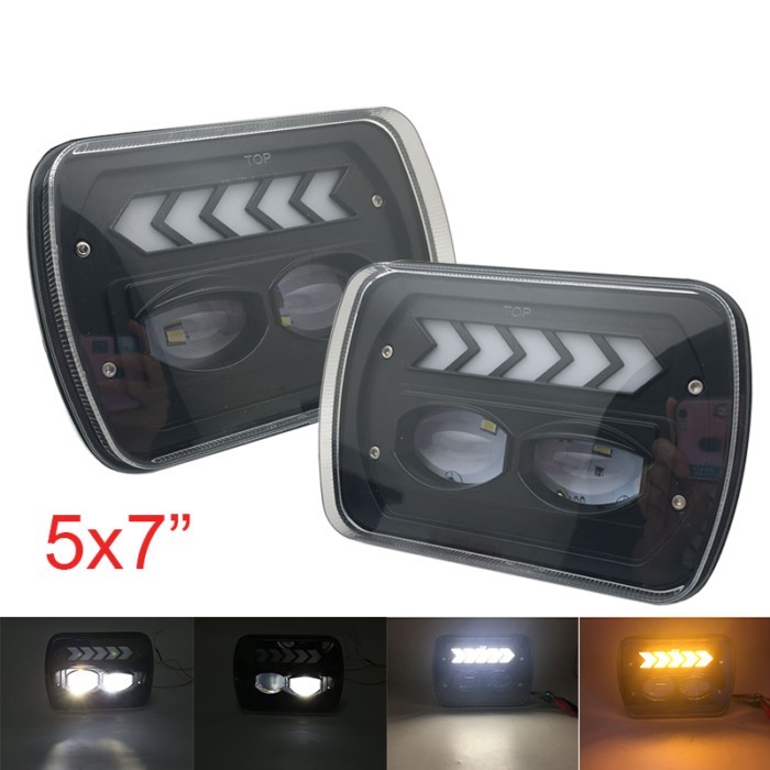 2PCS 40W 7X6" 5X7" LED Headlight Halo DRL For 86-95 J eep W rangler YJ 84-01 Ch erokee XJ Angel Eye