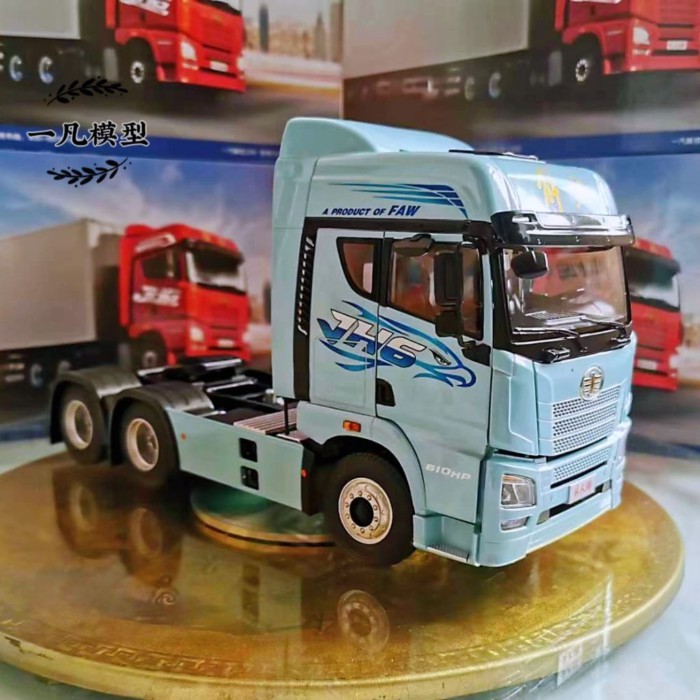 1: 24 FAW ชิงเต่า Freedom JH6 รถแทรกเตอร์รุ่น Trailer FAW Liberation รถบรรทุกจําลองรถรุ่น