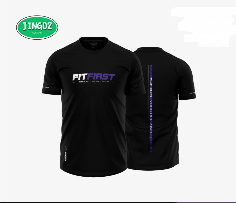 (JINGFIT02) เสื้อยืด FIRST ,MICROFIBRE,UNISEX,SLIM FIT,GYM TSHIRT,FITNESS TSHIRT