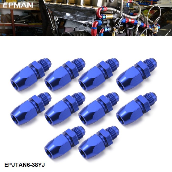 EPMAN 10PCS 6AN Male To 3/8" Tube Hardline Fuel Line Fitting Adapter Tubing Compression EPJTAN6-38Y