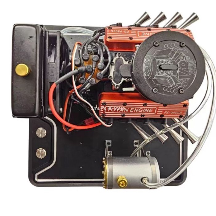 TOYAN V8 Gasoline Engine Model Base Suitable for Metal 28cc 4 Stroke Gasoline Engine Water Cooled V