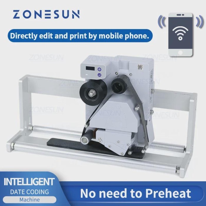 ZONESUN Date Printer Bluetooth Link Coder Barcode QR Code Batch Serial Number Production Expiry Dat