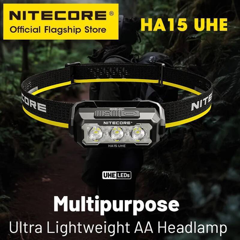 NITECORE HA15 UHE AA ไฟหน้าอเนกประสงค์น้ําหนักเบาเป็นพิเศษ 400 Lumens สําหรับ Night Running Camping 