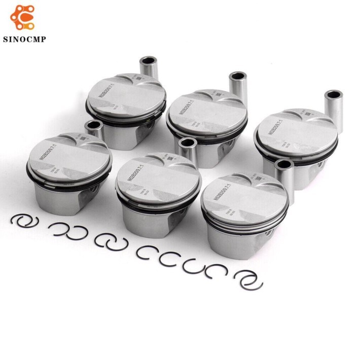 6Pcs Engine Pistons w/Rings KS STD Low Compression 9.7:1 11257561850 11257561848 For BMW E60 E90 32