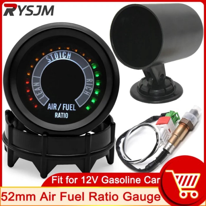 HD 52mm 12V Car Digital Air Fuel Ratio Gauge with Bracket DIY Accessories Narrowband AFR Meter Indi