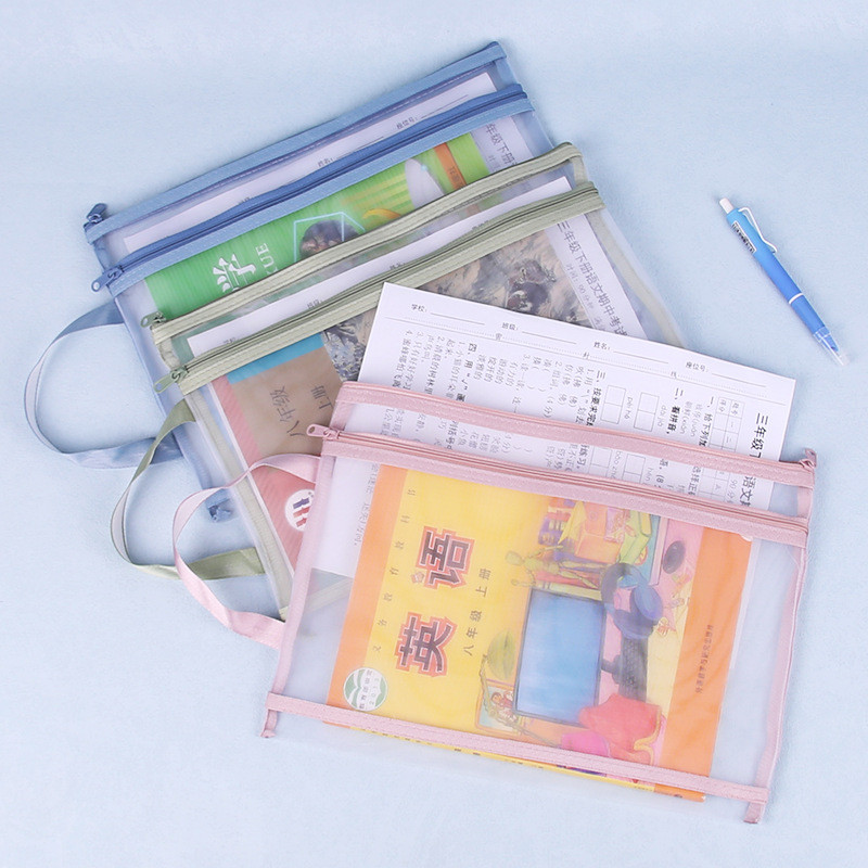 Printable Mesh Document Bag Morandi Transparent Student Test Paper Bag Exam Bag Children's Puzzle B