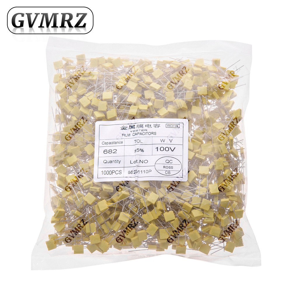 1000pcs 102J152J 222J 332J 472J ฟิล์มโลหะตัวเก็บประจุ 1NF 47NF 100NF 220NF ตัวเก็บประจุ 682J 103J 1.