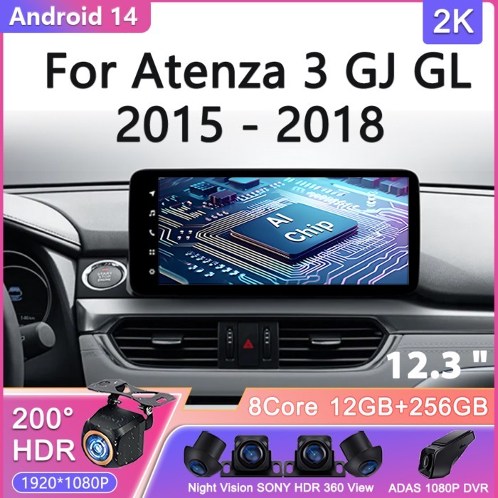 Android 15 2K Screen For Mazda 6 Atenza 3 GJ GL 2015 - 2018 Car Radio Multimedia Video Player Navig
