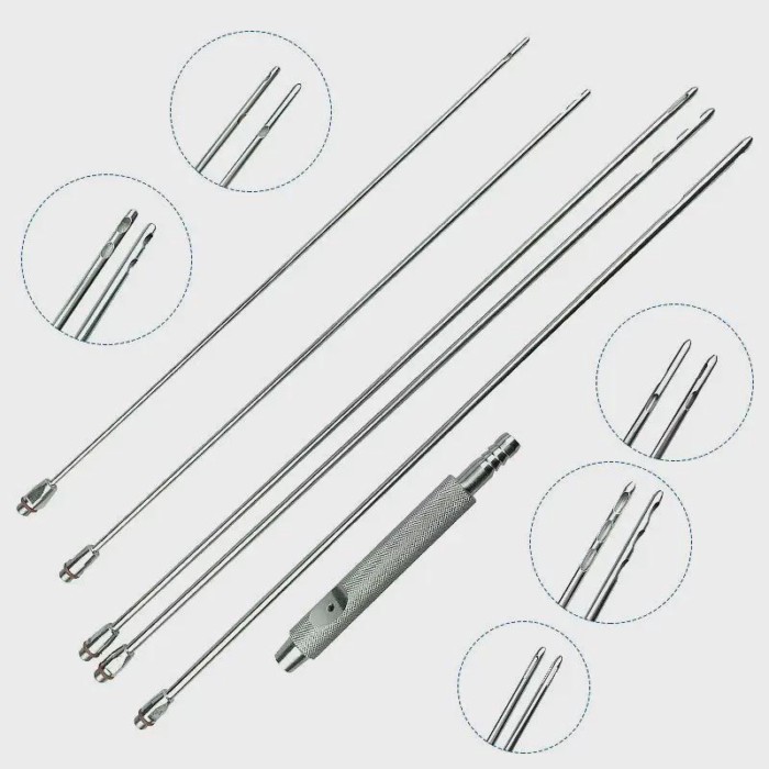 1 Set Liposuction Cannula Needle with Handle Stainless Steel Fat Remove Tool Liposuction Needle Lip