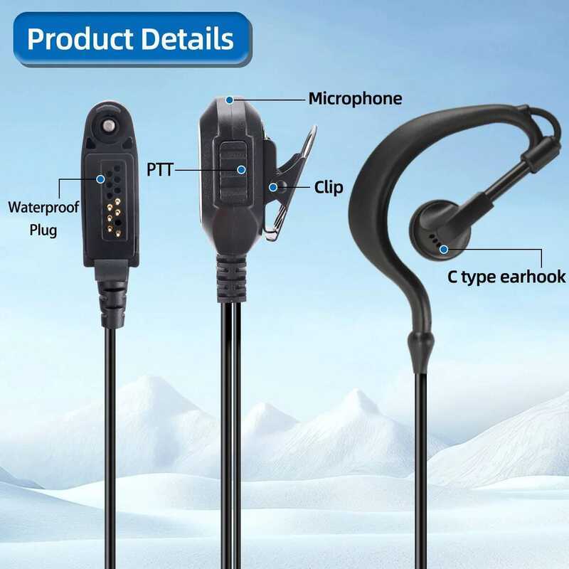 ▥ ชุดหูฟังวิทยุสื่อสารแบบมีไมโครโฟน PTT สำหรับวิทยุสื่อสาร Iradio Uv-98 PLUS Uv-99 R-6000