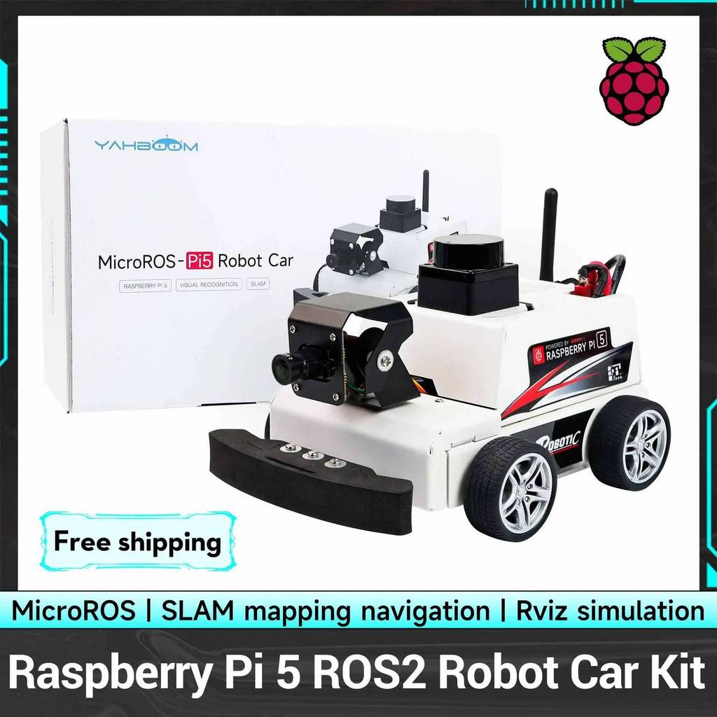 Raspberry Pi 5 ROS2 Robot Car Kit พร้อม TOF Lidar Support AI Visual Recognition SLAM Mapping Navigat