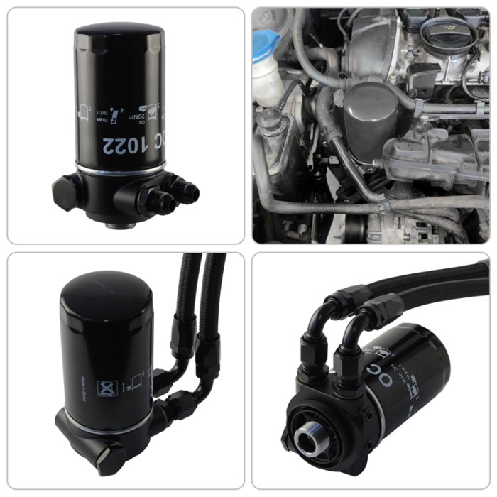 AN8 Oil Cooler 13 Row Kit+80-90 Degree Thermostatic Adapter For Audi VW Golf MK6 GTI EA888 Gen2 Eng