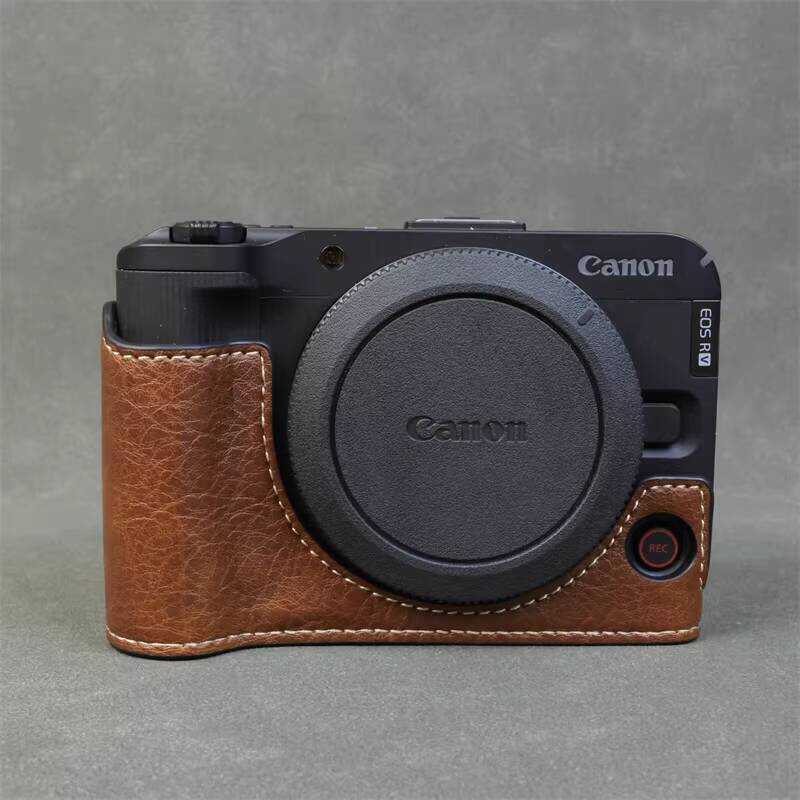เหมาะสําหรับกระเป๋ากล้อง Canon eos r50v r50v เคสหนังป้องกัน r50v ครึ่งฝาครอบฐาน Shell