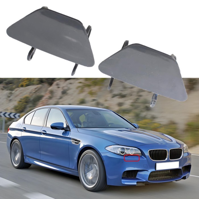 2Pcs Front Bumper Headlight Washer Nozzle Spray Jet Cover Cap Gray For BMW 535i F10 F18 2014 2015 2
