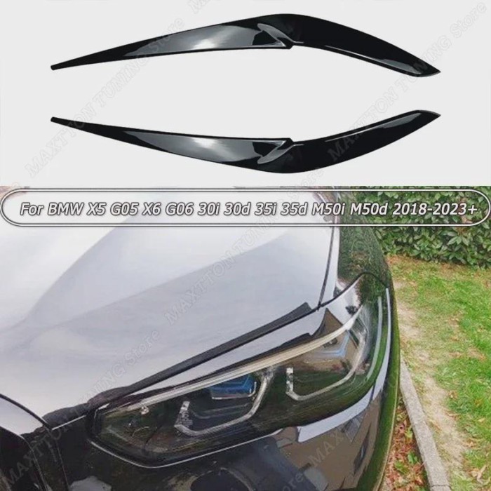 For BMW X5 G05 X6 G06 30i 30d 35i 35d M50i M50d 2018-2023+ Car Headlights Eyebrow Eyelids Cover Glo