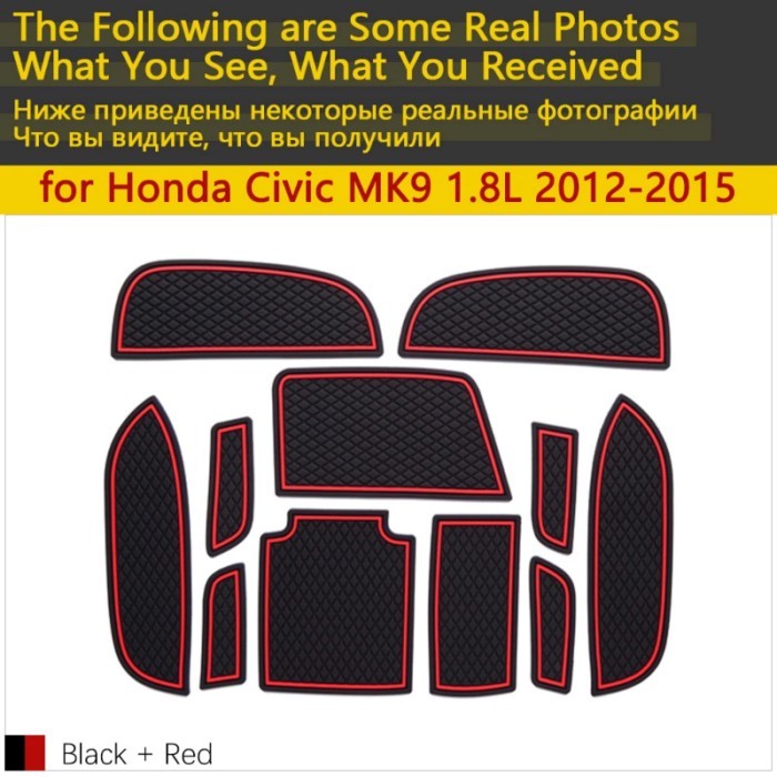 for Honda Civic MK9 1.8L 2.0L 2012~2015 2013Rubber Anti-slip Mat Door Groove Cup pad Gate slot Coas