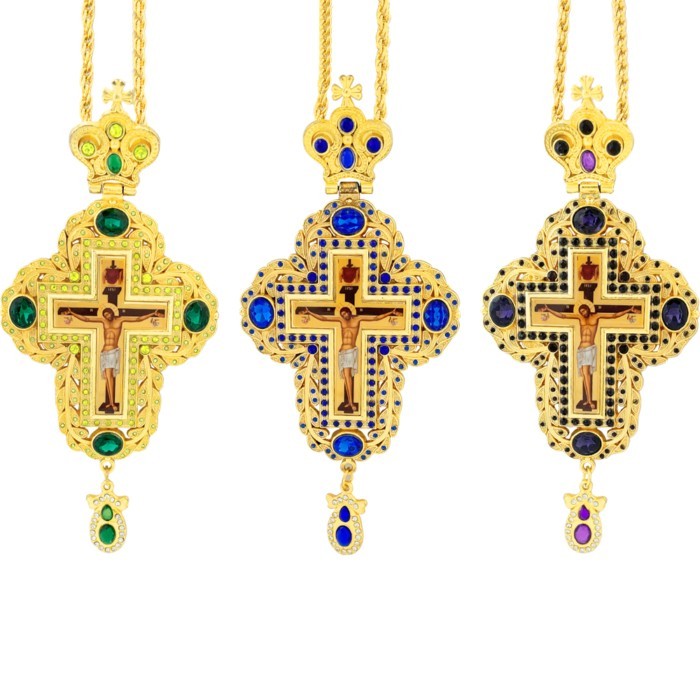 Pectoral Cross Orthodox Jesus Necklace Catholic Crucifix Pectoral Gold Pendants Cross Chain Religio
