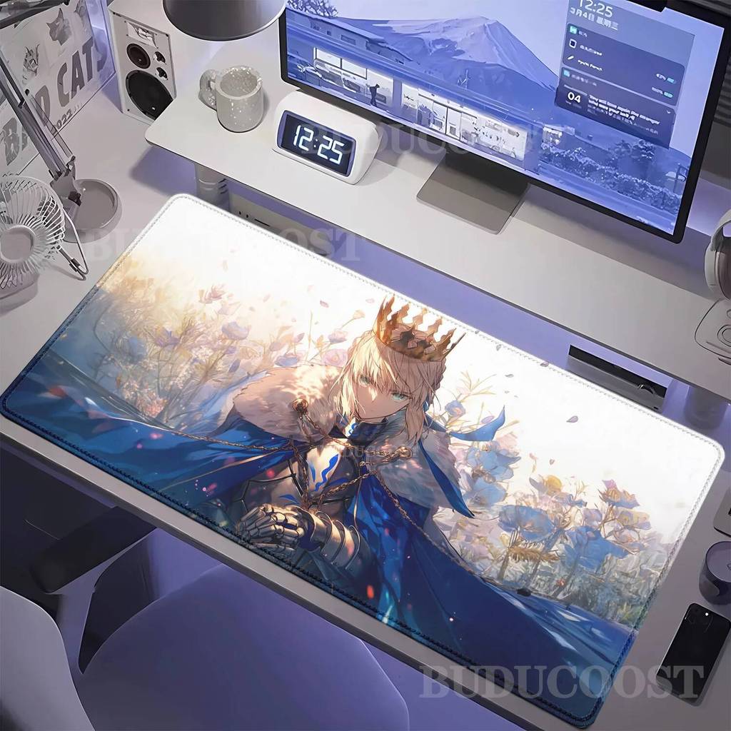 XXL เกม Mousepad Fate/Grand Order Saber อะนิเมะแผ่นรองเม้าส์ Office Accessorie คอมพิวเตอร์ PC Gaming ลื่น HD โต๊ะ