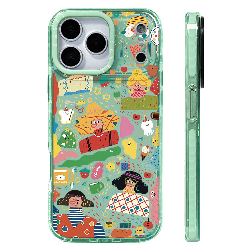 สีสําหรับIPhone 14 Plus 11 12 13 15 16 17 Pro Max 12 Mini Cover Happy Timesน่ารักสาวGraffiti X XR XS