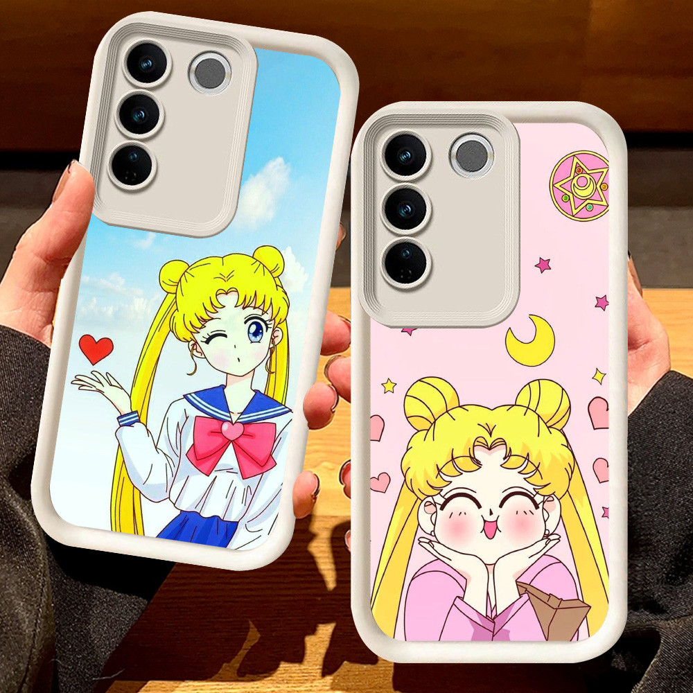 G-62 Sailor Moon Casing สําหรับ VIVO Y200e V27 V27E Y29 Pro สีดําและสีขาว