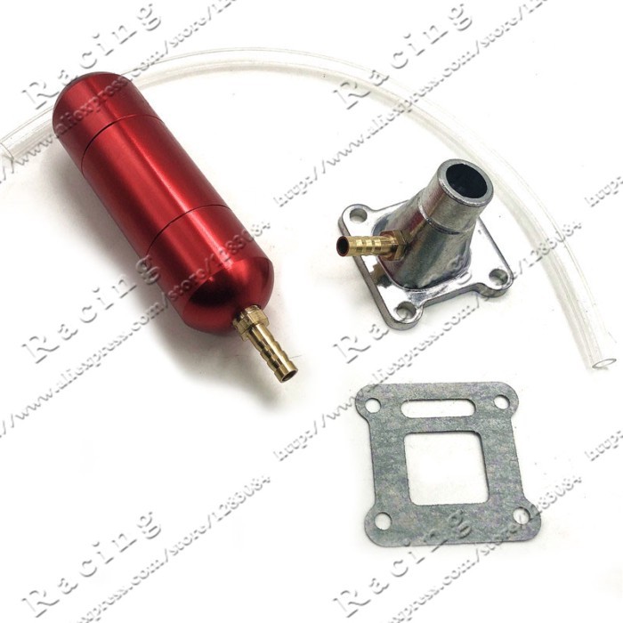 Racing Aluminum Red Boost Power Bottle + Intake Pipe Gasket For 2 Stroke 43cc 47cc 49cc Mini ATV Qu