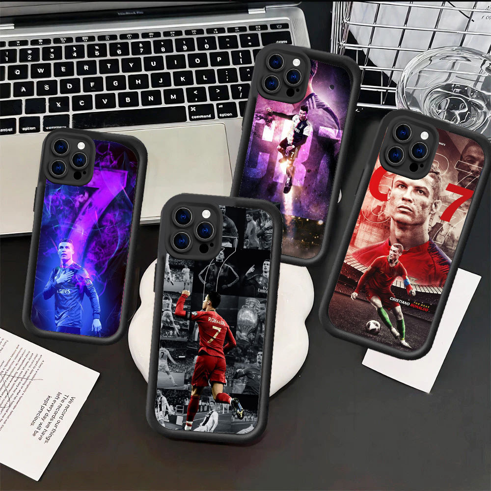 WB31 CR7 Ronaldo สีดําสีขาวซิลิโคนอ่อนนุ่มปลอกสําหรับ Hp ชุบ iPhone 13 11 X 8 7 XR 6 Plus วัสดุ TPU