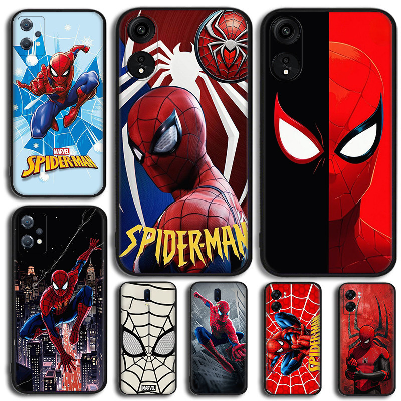 สําหรับ OPPO Reno 8T 7 lite 7z 5G 6 4G 11F 12F 12FS 12 อะนิเมะการ์ตูน spider man TPU สีดําซิลิโคนนุ่
