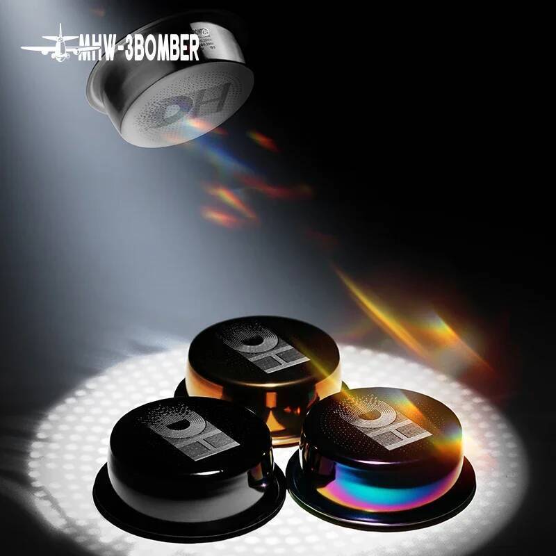 MHW-3BOMBER 58mm Espresso DH ตะกร้ากรองหลากสี, ตะกร้ากาแฟที่แม่นยําพร้อมหน้าจอ Puck, อุปกรณ์บาริสต้า