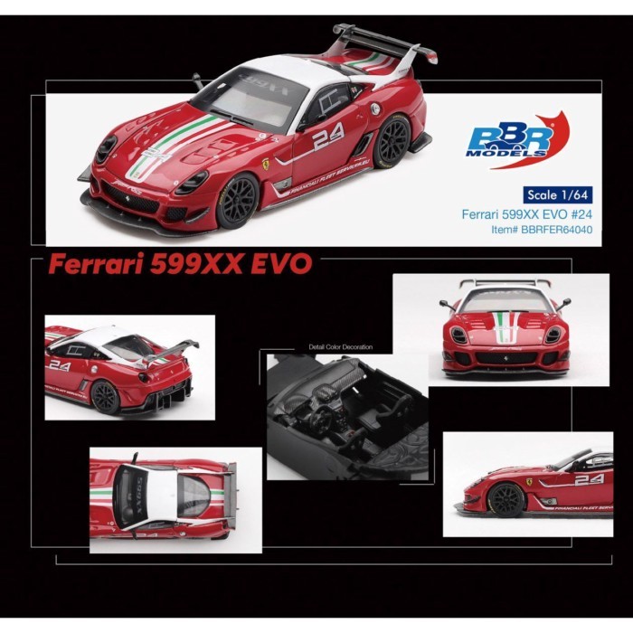 BBR 1: 64 Ferrari Ferrari 599XX EVO #24 จําลองรถโลหะผสมรุ่นคอลเลกชัน