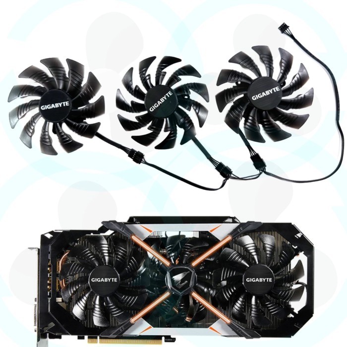 · สต็อกพร้อม| Gigabyte AORUS 1070 1080 1080ti Xtreme พัดลมการ์ดกราฟิกแกะสลักขนาดเล็กขนาดใหญ่ PLD1001