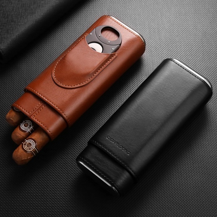 Qilong Cigar Case/Cigar Box/Portable Cedar Wood Moisturizing Box/3-Pack Cigar Box Smoking Accessori