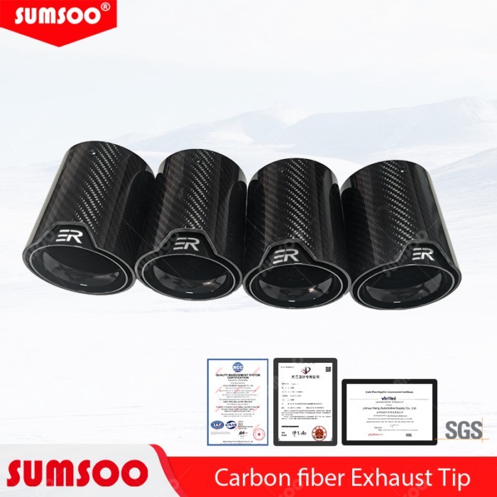 4PCS SUMSOO Black Carbon Fiber Muffler Tip Exhaust System For BMW M5 F90 Car Accessories Exhaust Mu